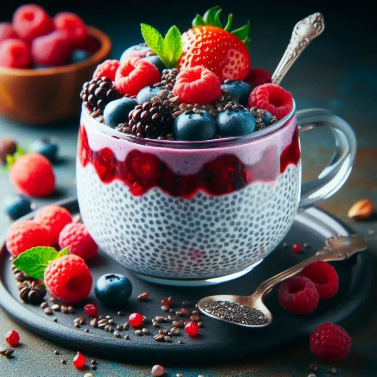 Pudim de Chia com Frutas Vermelhas